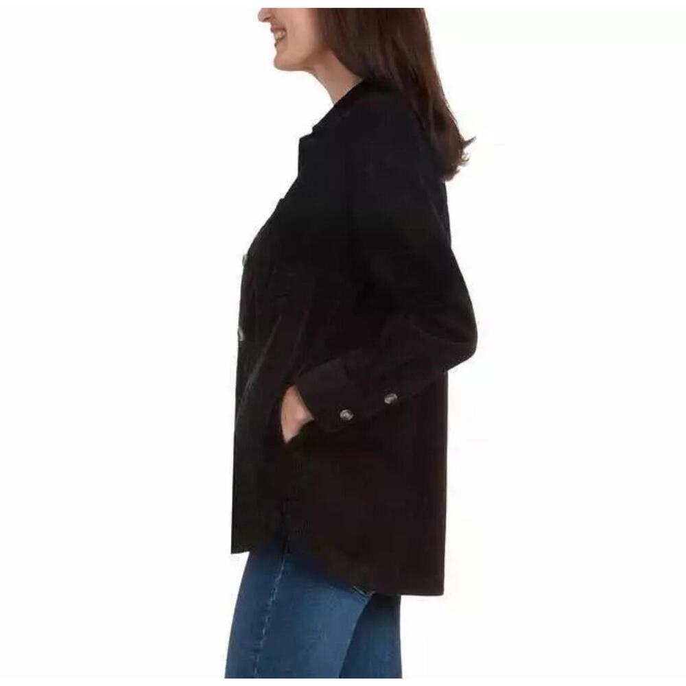 Matty M Women's Corduroy Shirt Jacket  size Large black #37 - Picture 2 of 6